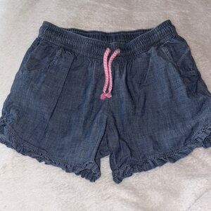 Gently loved Girls Ruffle Hem Chambray Pull On Shorts by Lands End